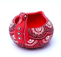 Handicraft Washable Terracotta Modern Swan Diya Tealight T-Light Holder - Red